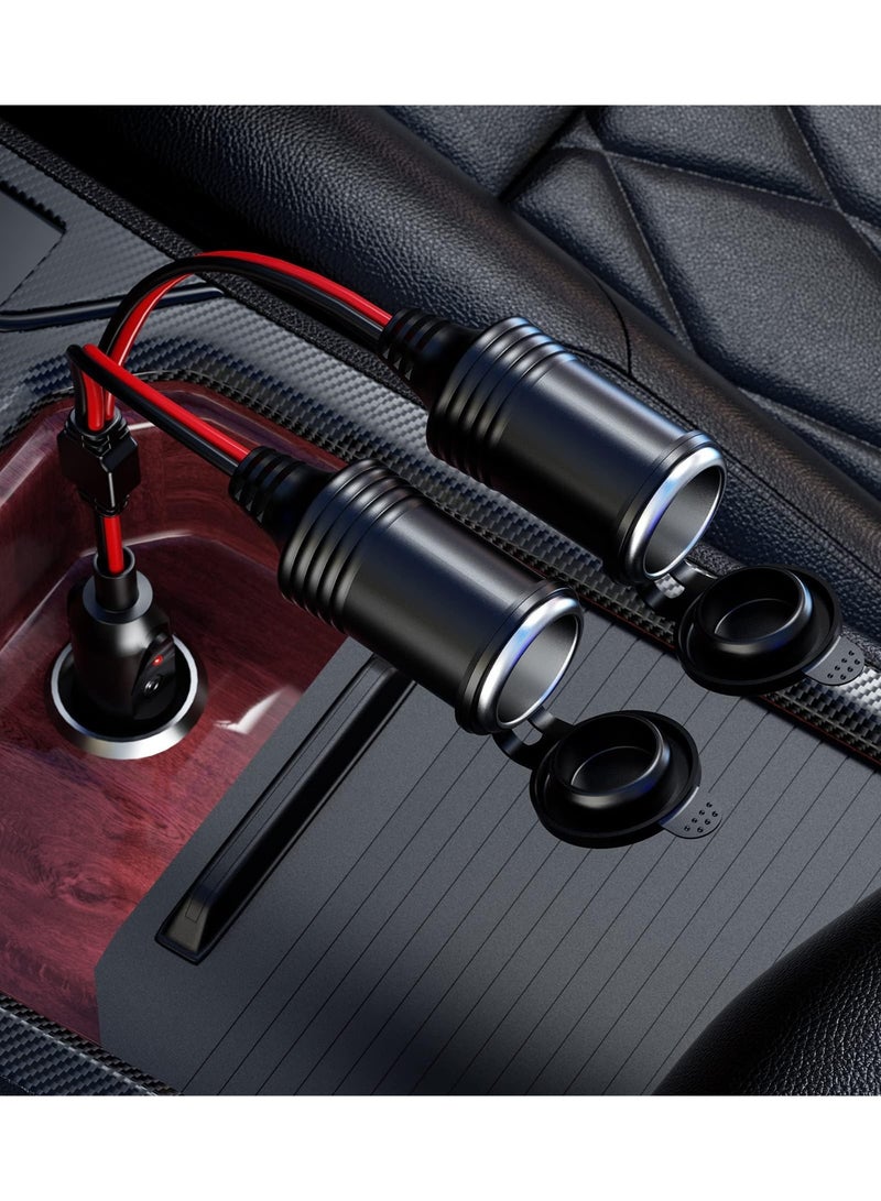 fantasize 1 to 2 Car Cigarette Lighter Splitter Adapter, 2 Way Cigarette Lighter Extension Cord, 12v 24v Plug Socket Power Charger Adapter, Male Plug to Female Socket Extension Cable - Image 2